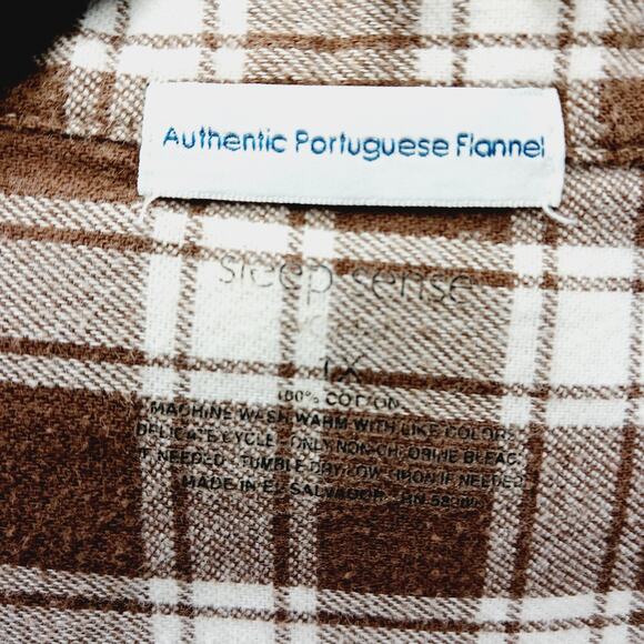 Top PJ Button-Up 1X Brown Plaid Flannel Cottagecore Cozy Soft Loungecore Sleep - Picture 6 of 6